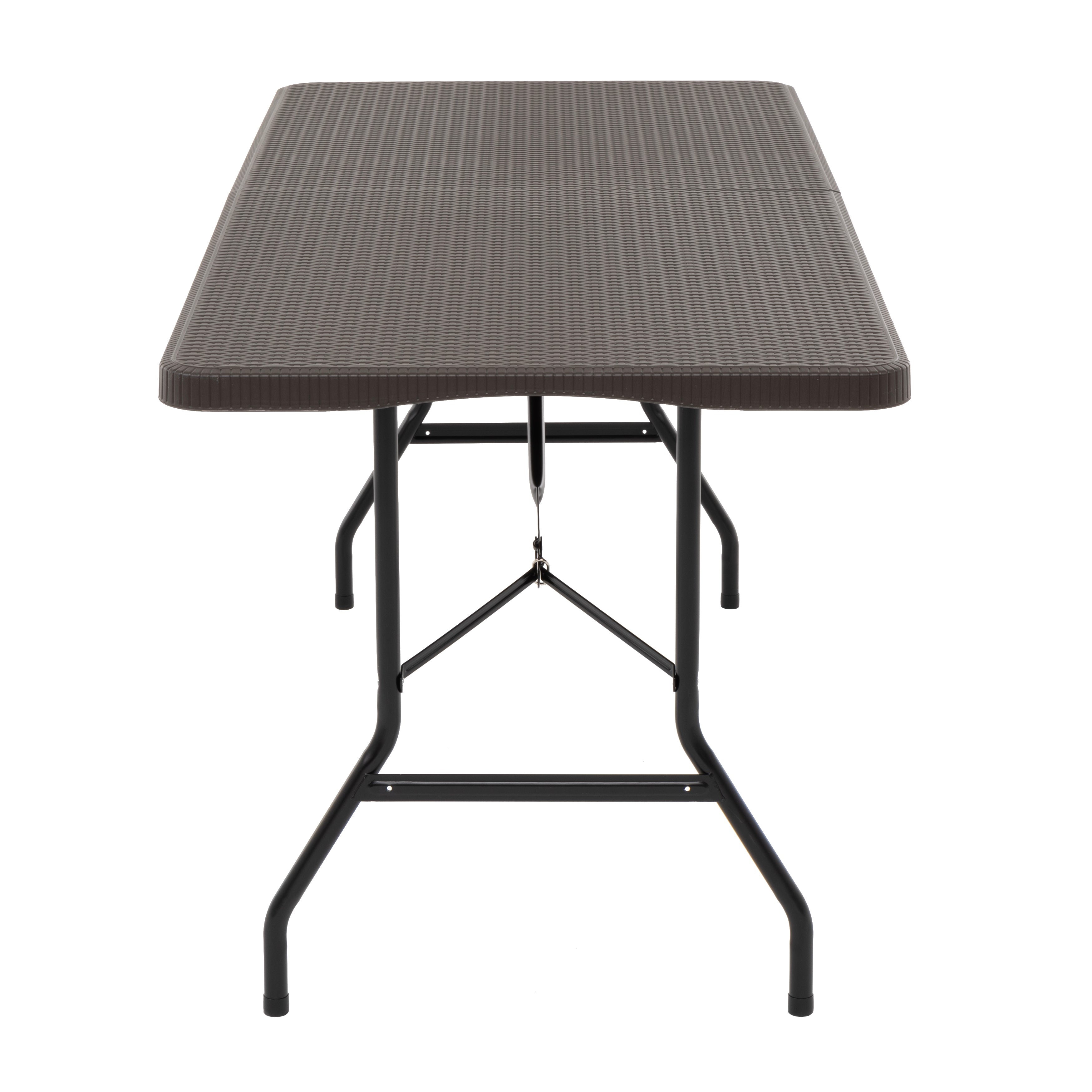 VESTIAMO CASA GIARDINO - Tavolo da giardino Richiudibile Marrone con finitura effetto Rattan - h74x180x74 cm